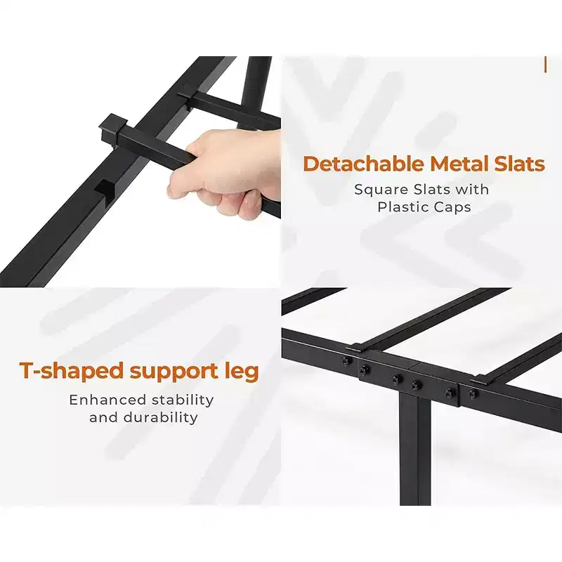 Steel Modern Full Bed Frame – Black, Full Size
