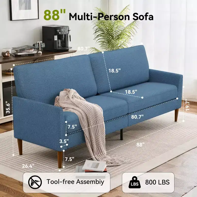 Dyonery 88 Loveseat Sofa, Comfy Couches for Living Room, Modern Oversized Love Seat Sofa, Large Couches for Bedroom Office