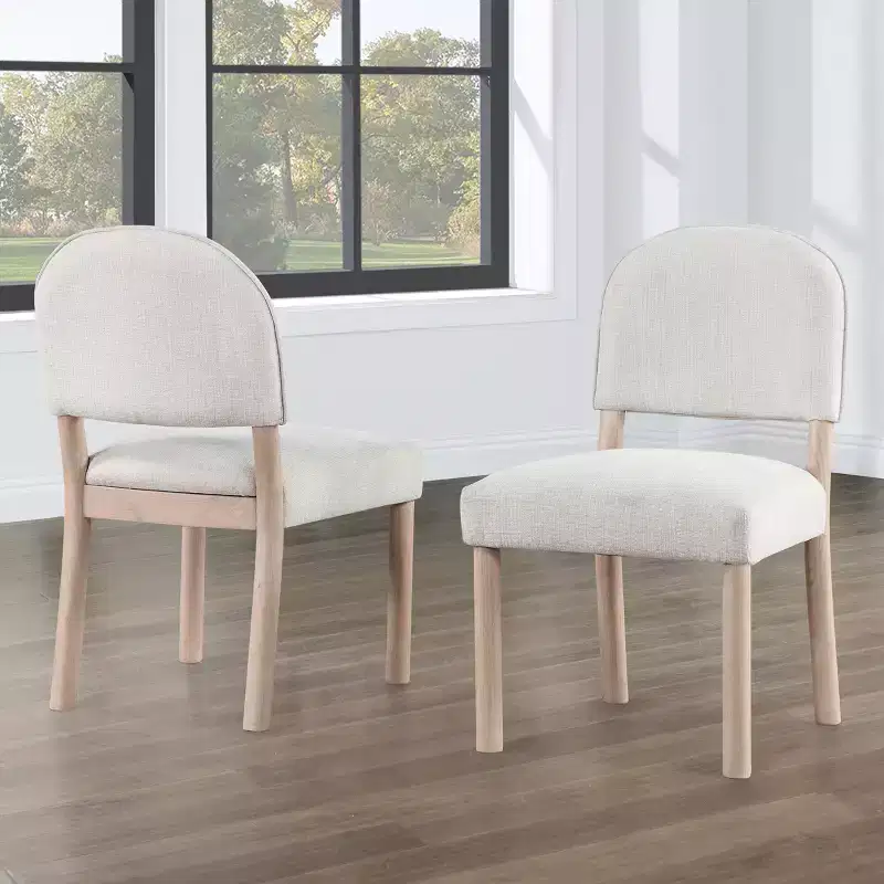 GDFStudio Felix Armless Upholstered Fabric and Hardwood Dining Chair (Set of 2)