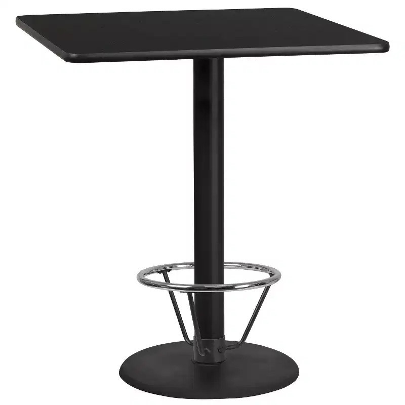 Emma and Oliver 36 Square Laminate Bar Table with 24 Round Foot Ring Base