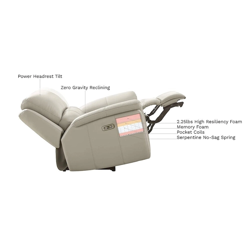 Hydeline Erindale Zero Gravity Power Recline and Headrest Top Grain Leather Loveseat