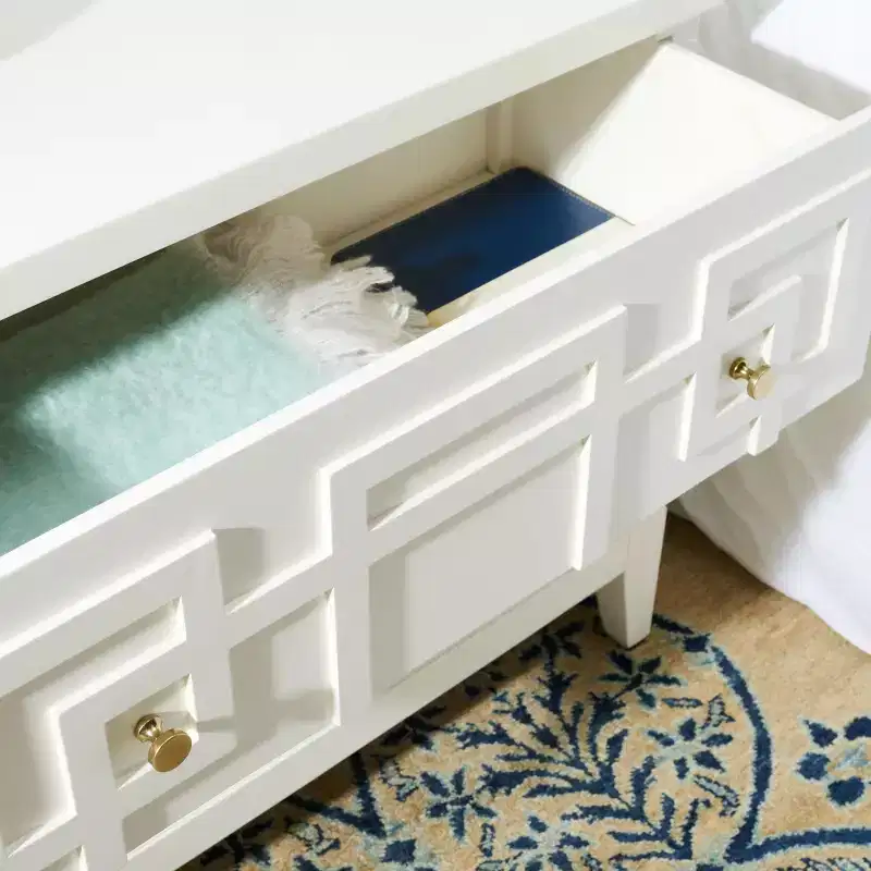 Luiza 2 Drawer Nightstand - NST6602 - White/Gold - Safavieh