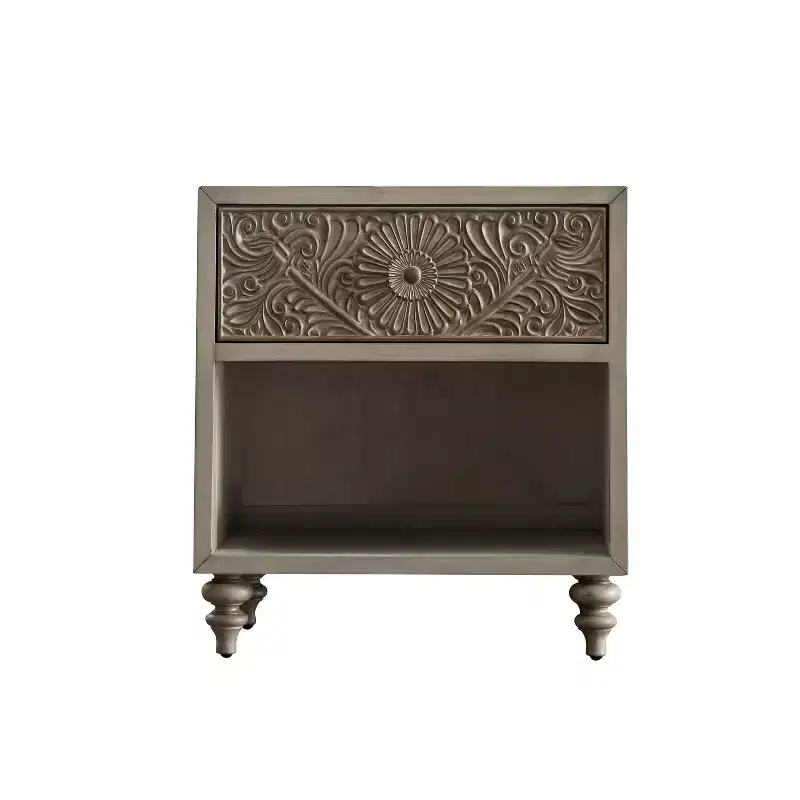 HOMES: Inside + Out Del Grande USB Outlet Nightstand Antique White/Beige