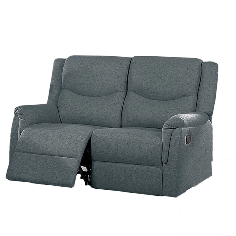 Ammy Manual Recliner Loveseat, 53in Solid Wood, Dark Gray Faux Burlap