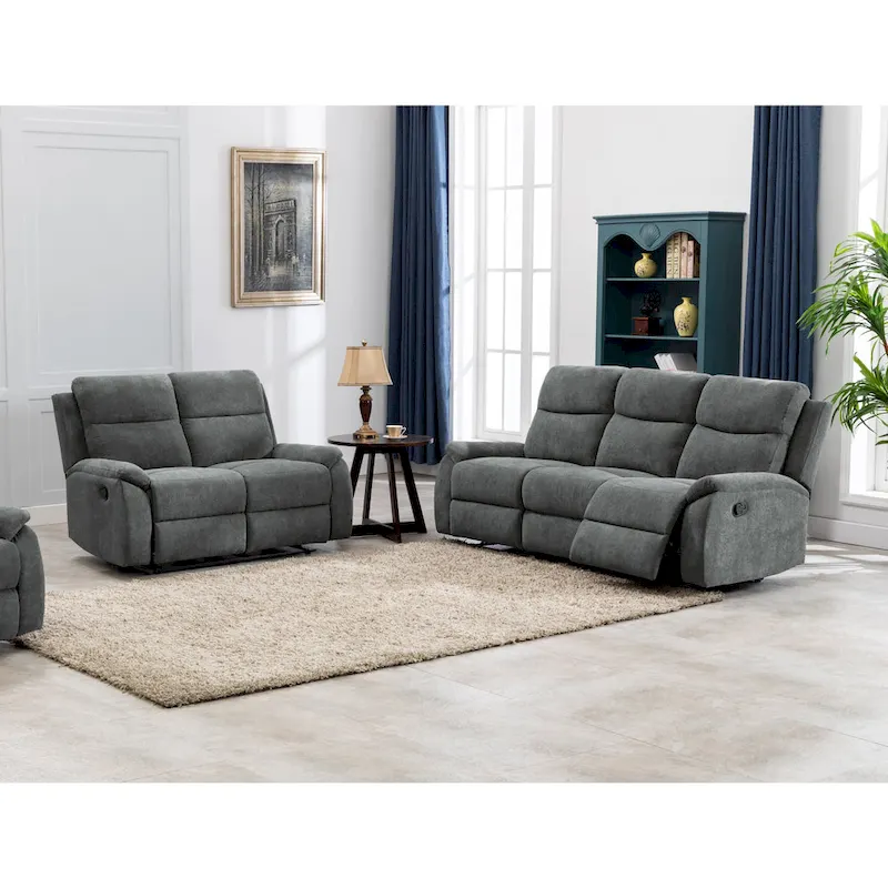 Ronald Transitional Faux Leather Reclining Living Room Sofa Set