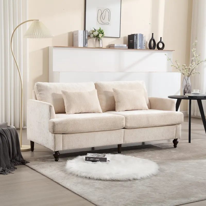 Modern Chenille Fabric Loveseat - 62.68 x 68.90 x 31.89