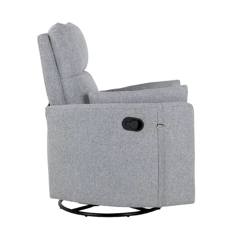 Beige Upholstered Swivel Rocker Recliner with Manual Recline, 360 Swivel, and Two Removable Cushions