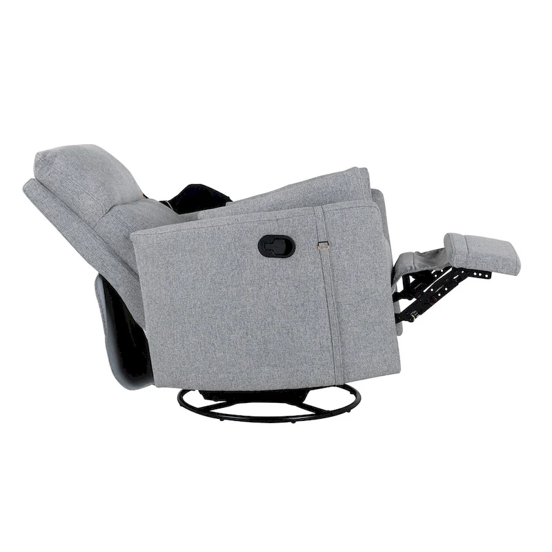 Beige Upholstered Swivel Rocker Recliner with Manual Recline, 360 Swivel, and Two Removable Cushions
