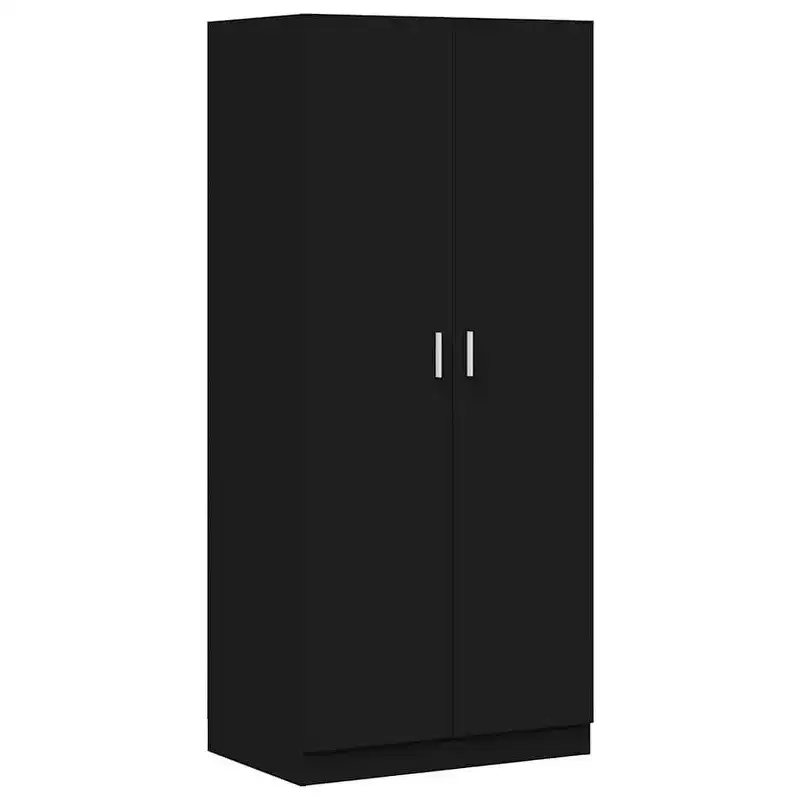 Compact Black Wardrobe – Engineered Wood