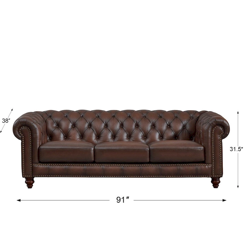 Hydeline Alton Bay Top Grain Leather Chesterfield Sofa and Chair - Sofa, Chair