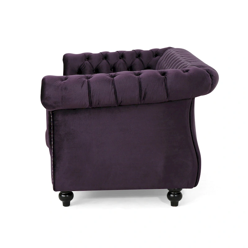 Somerville Upholstered Chesterfield Nailhead Loveseat by Christopher Knight Home