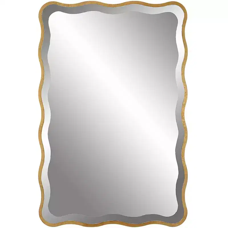 36 x 24 Scalloped Wood Gold Wall Mirror