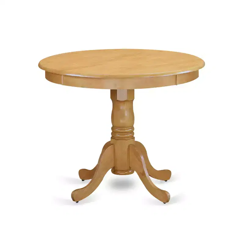 HomeStock 5-Pc Round Natural Oak Finish Solid Wood Top Dining table with 4 Chairs