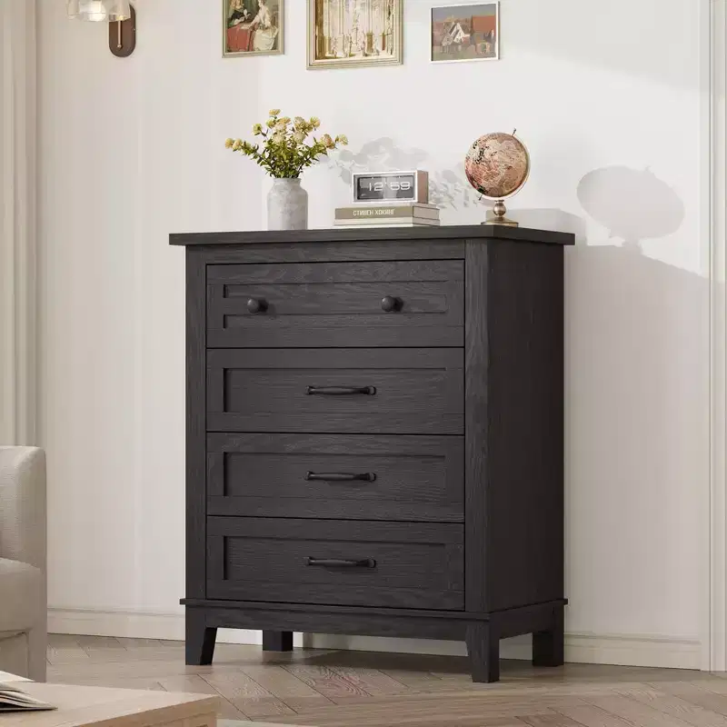 Tall 4-Drawer Dresser for Bedroom, Freestanding Wooden Closet Storage Chest