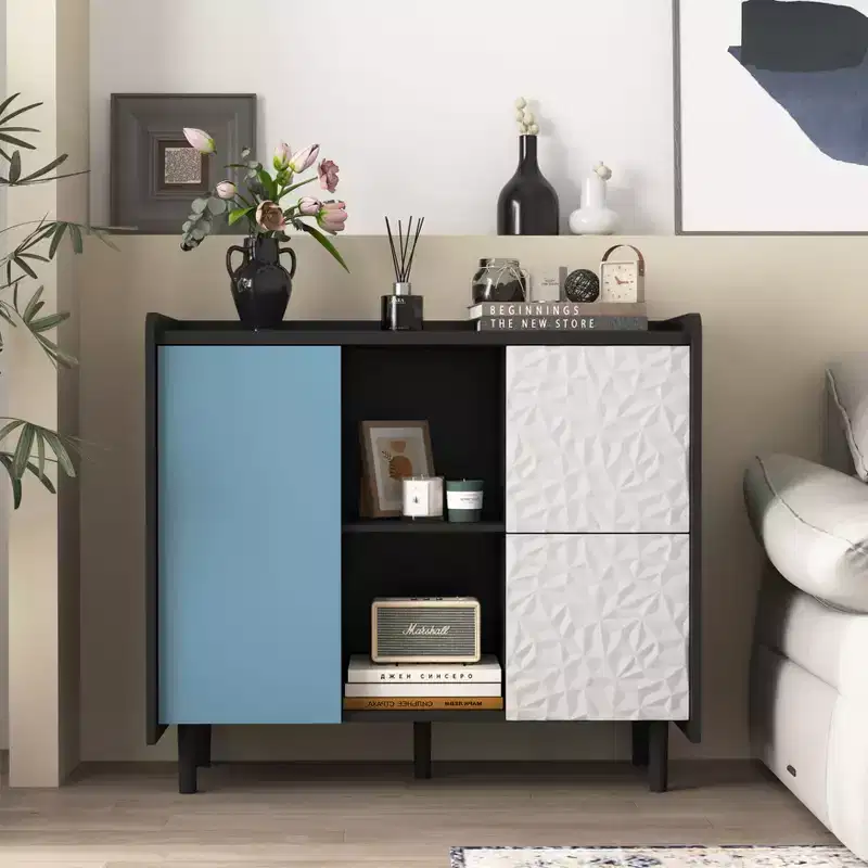 Okak Modern Sideboard Buffet Cabinet, Storage Cabinet with 1 Door and 2 Drawers, Bar Cabinet for Living Room, Entryway, Hallway, Office