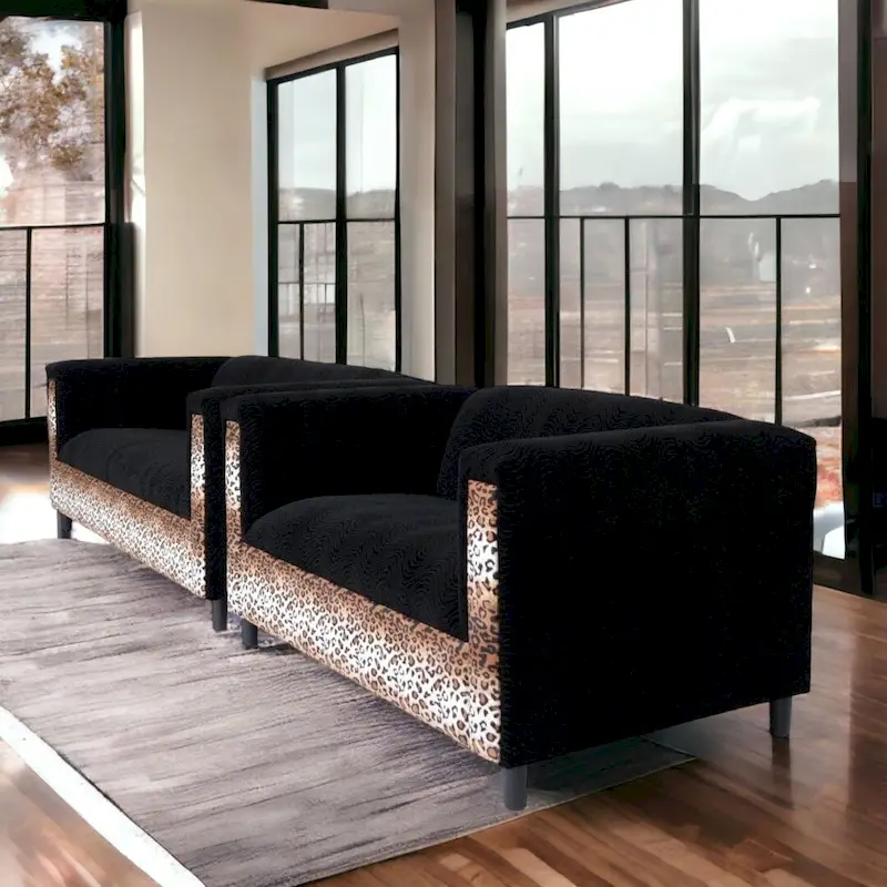 Coast to Coast Sofas Mid Century Modern Loveseat and Sofa Set Solid Wood Frame Upholstered