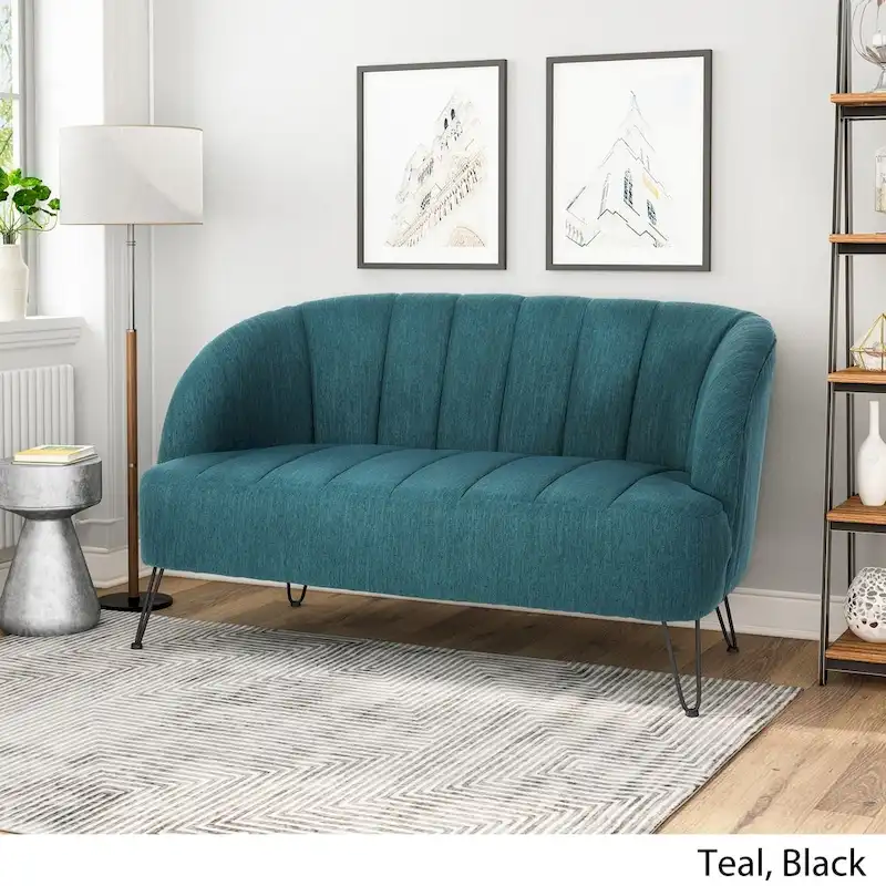 Lupine Modern Fabric Loveseat with Hairpin Legs by Christopher Knight Home