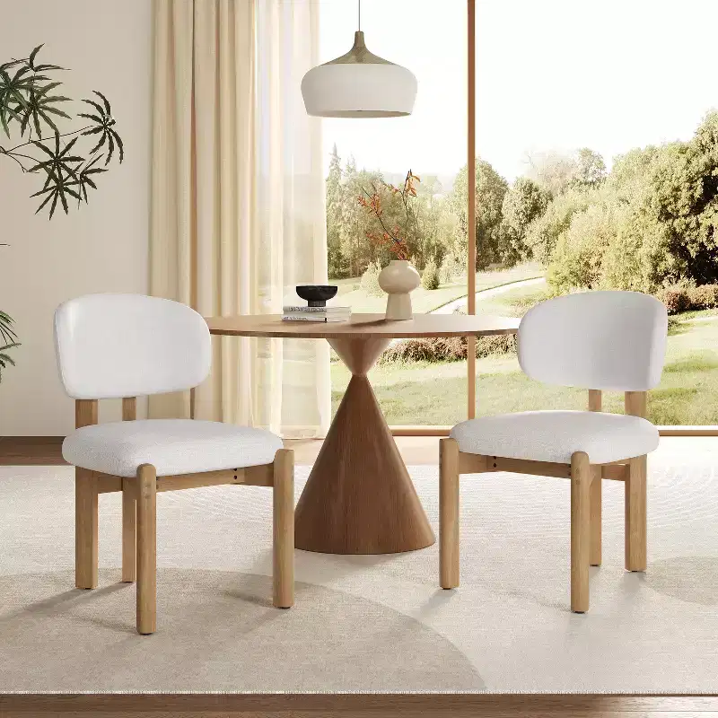 Christopher Knight Home Elias Scandinavian Modern Rubber Wood Dining Chairs with Upholstered Seat