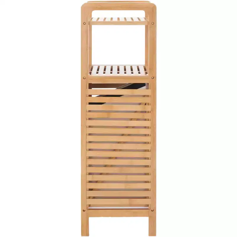 Bamboo Laundry Basket with Shelf - Natural/Beige