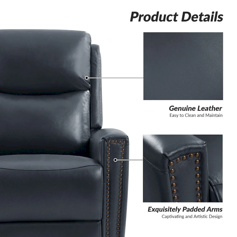 Fiacro 30.31Wide Modern Genuine Leather Wingback Swivel Rocker Recliner with Nailhead Trims, Set of 2