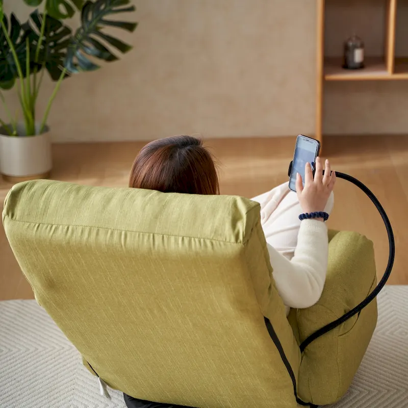 Upholstered 360 Swivel Manual Leisure Recliner with Mobile Phone Holder, Adjustable Headrest and Backrest