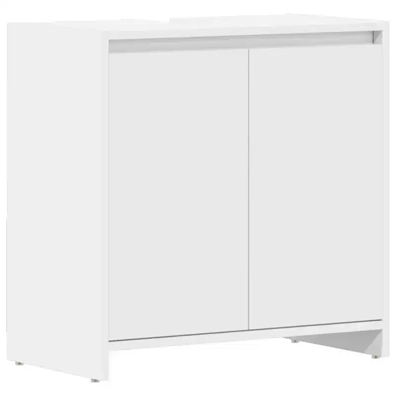 Bathroom Cabinet, White Engineered Wood, 2 Doors & 1 Shelf, 23.6W x 23.6H x 13D