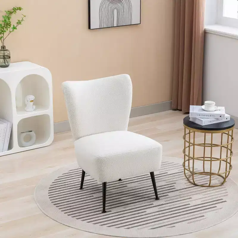 Living Room Chairs, Armless Accent Chair with Wooden Legs, Modern Upholstered Chair for Living Room, Bedroom, Office, Hotel