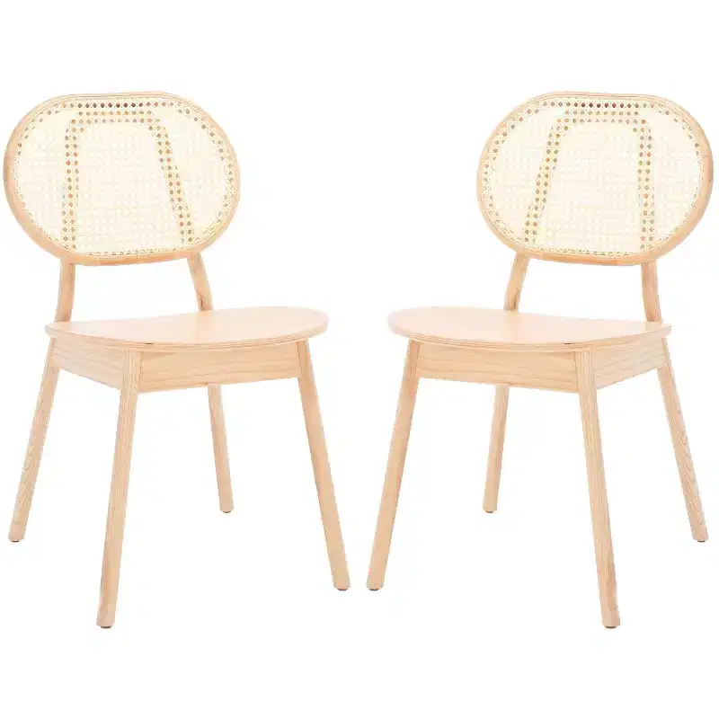 Kristianna Rattan Back Dining Chair (Set of 2) - SFV4127 - Natural - Safavieh Couture