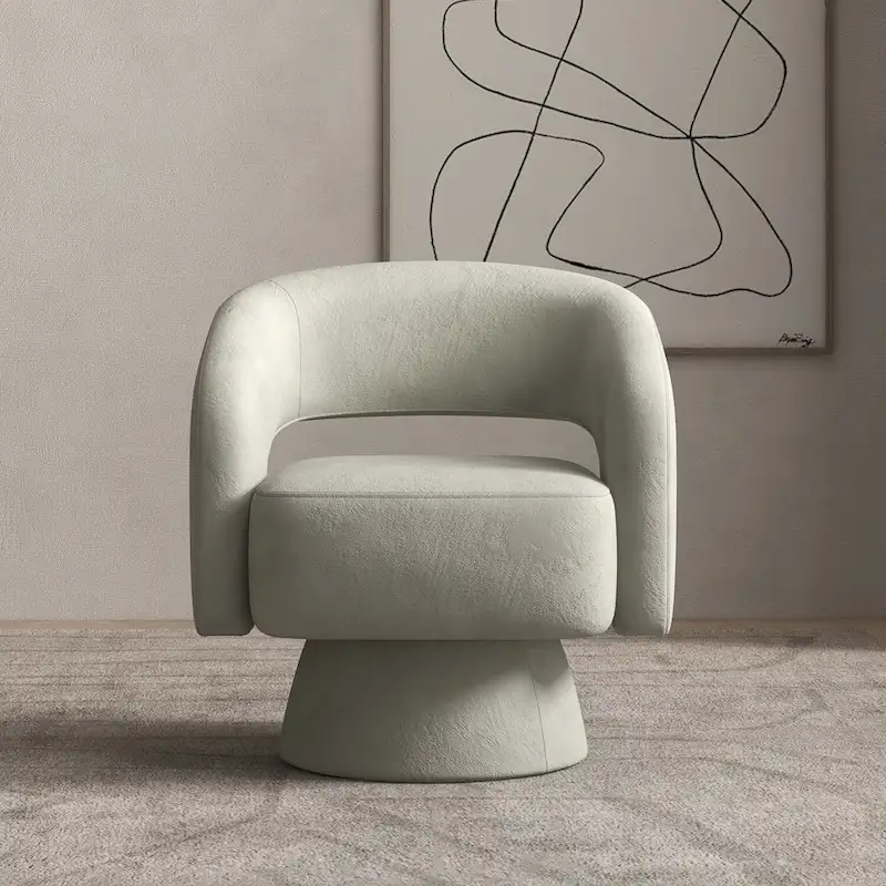 360 Degree Swivel Barrel Upholstered Modern Armchair