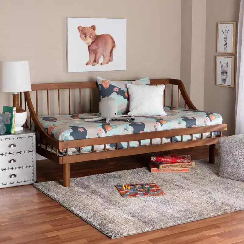 Wood Twin Daybed Walnut Brown