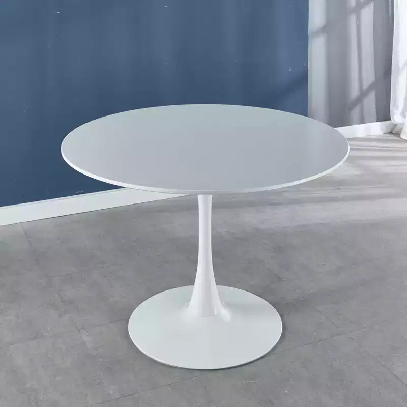 42.1-inch Tulip Table with Round MDF Table Top and Metal Legs, for 4-6 People, Also Functions as Coffee Table