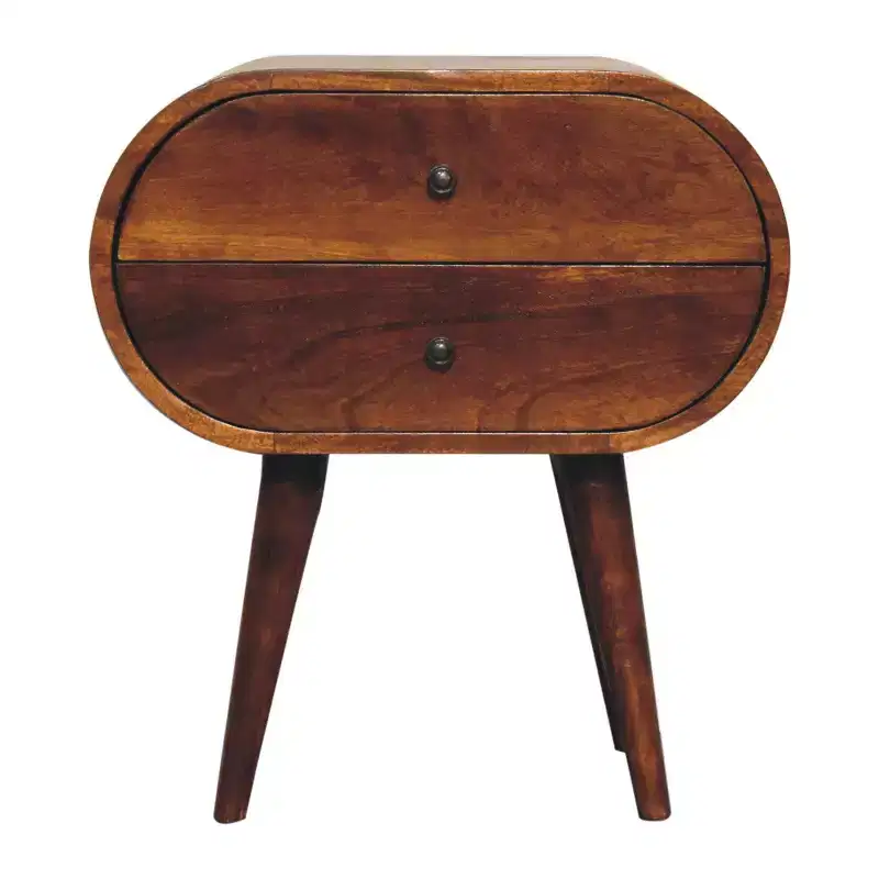 24 Chestnut Solid Wood Oval Two Drawer Nightstand
