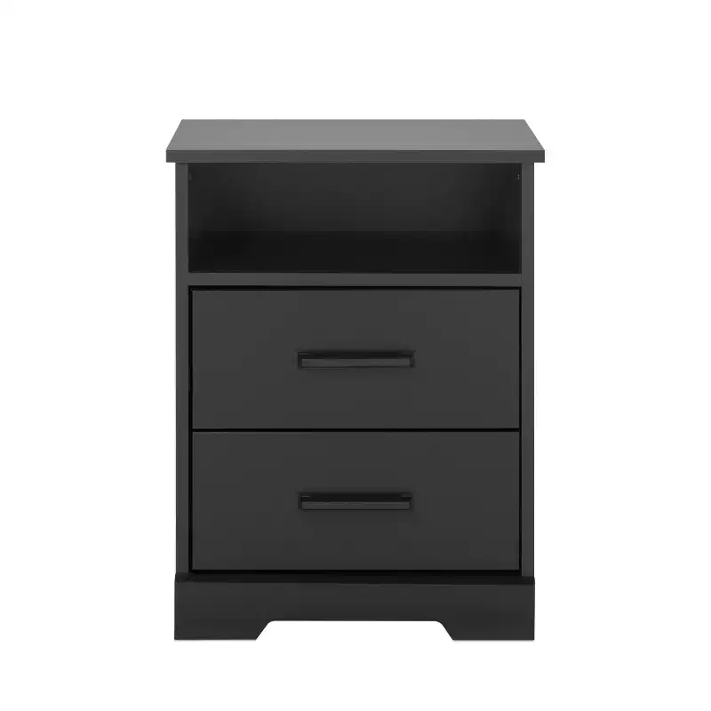 Prepac Rustic Ridge Farmhouse Nightstand with 2 Drawers and Open Shelf