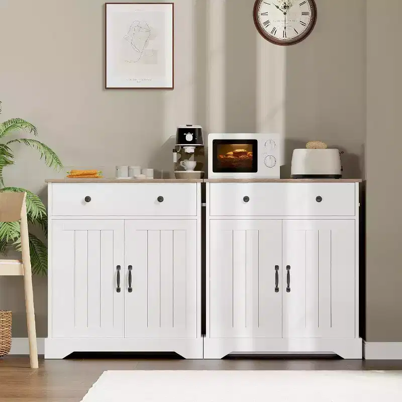 29.5 Modern Sideboard Buffet Cabinet, Modern Coffee Bar Buffet Table, Adjustable Shelves, Wood Kitchen Pantry, for Living Room, Entryway