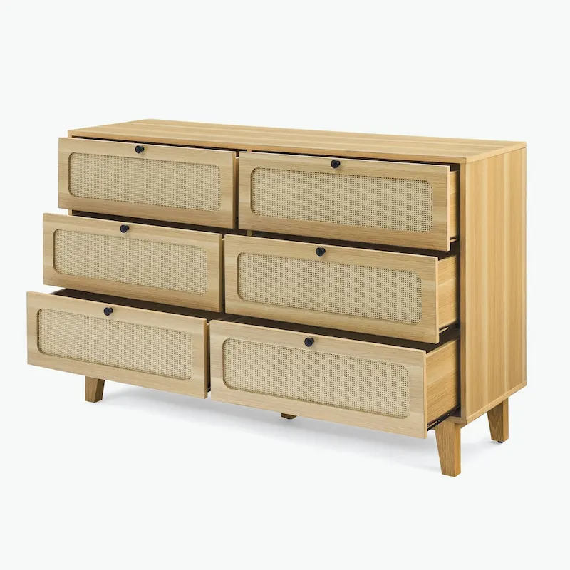wooden antique six-drawer dresser