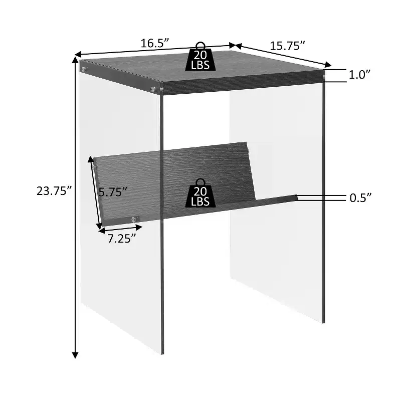 HomeStock Rectangle Glass Table Top End Table 1 -piece