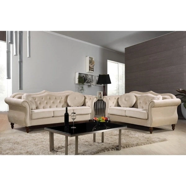 Gracewood Hollow Mantel Nailhead Chesterfield Upholstered 2-piece Living Room Set