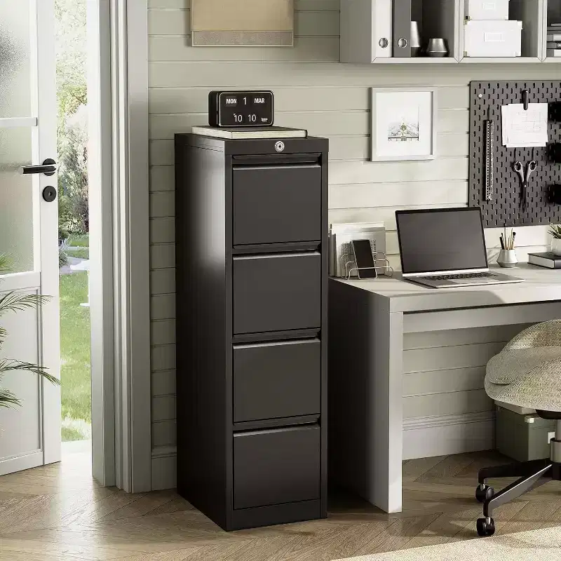 Acekool 4-Drawer Vertical File Cabinet with Lock, Metal Filing Cabinet for Home Office, A4/Letter/Legal Hanging Files