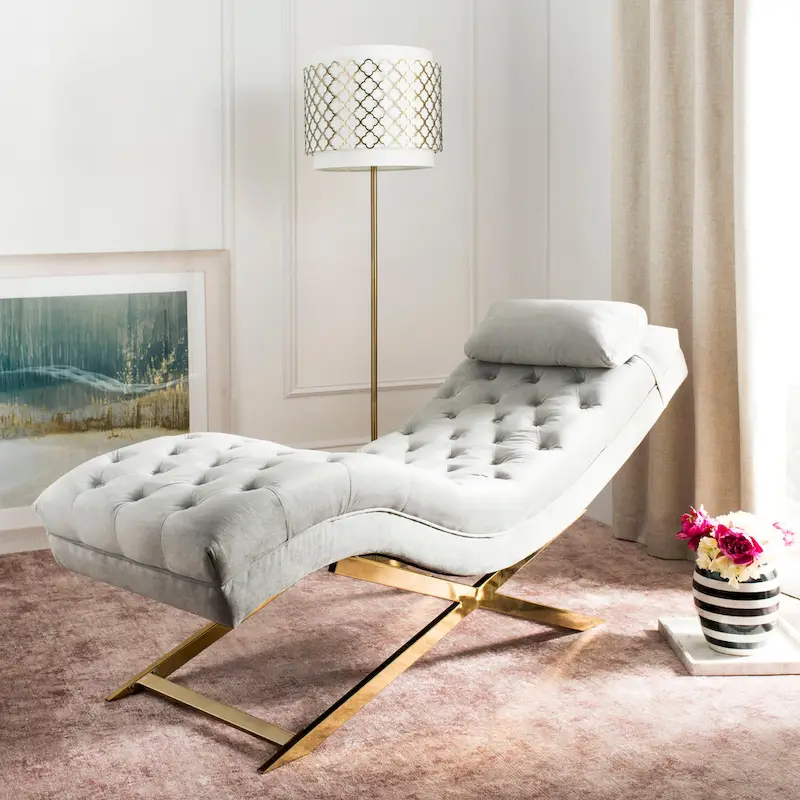 SAFAVIEH Cheri Chaise with Round Pillow - 65Wx23Dx33H