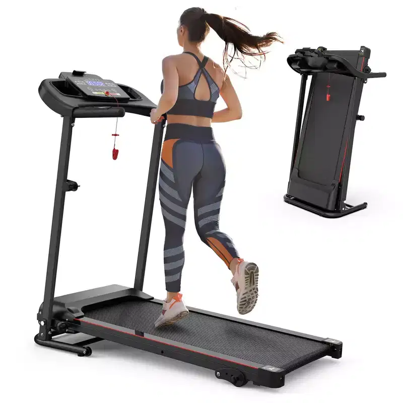 NAYSAYE Foldable Incline Treadmill, Walking Running Machine with Heart Rate Monitor & Cup Holder for Home Gym, Black, 48.62*25.19*46.65