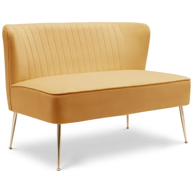 Farrah Upholstered Velvet Polyester 46 Wide Loveseat - Armless/ Scalloped Back