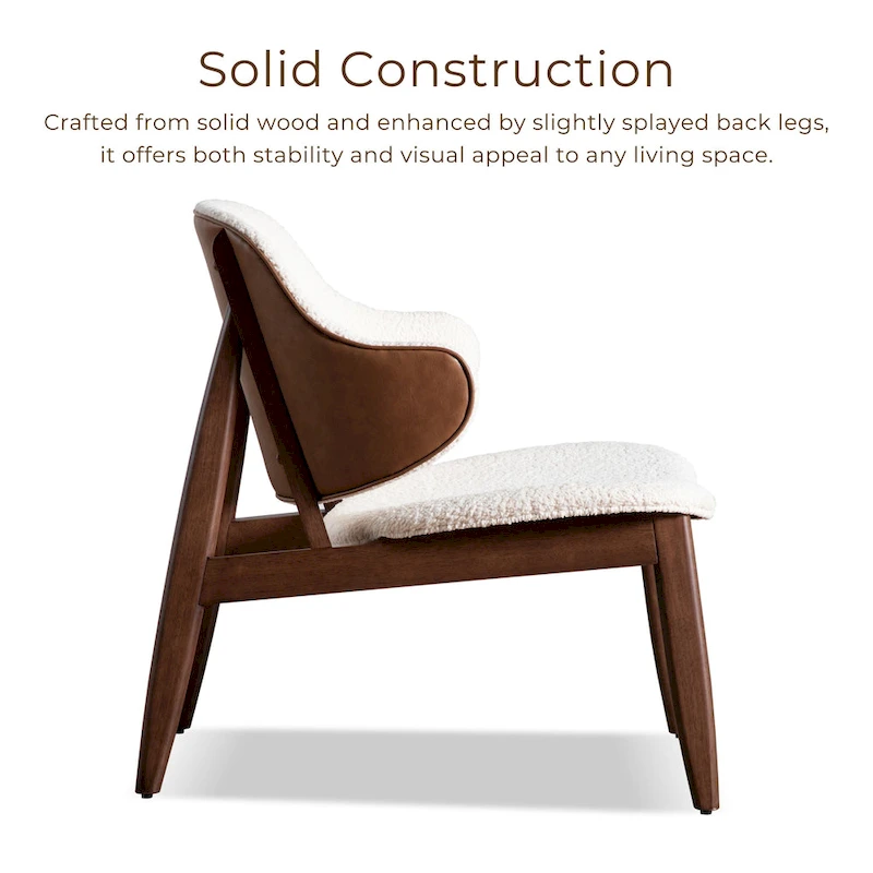 Furniture of America Beck Mid-century 2-Piece Walnut Boucle Wingback Accent Chair and Table Set