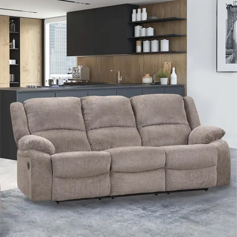 Chasel 3-Piece Mocha Chenille Manual Reclining Sofa Set