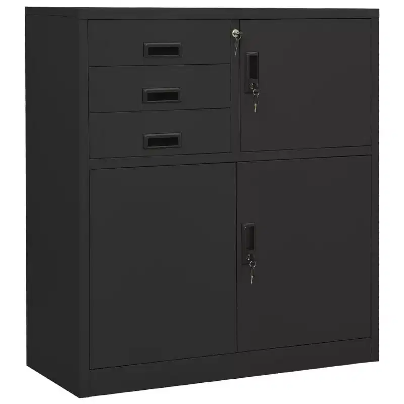 Filing Cabinet Storage Office Cabinet with Lock for Home Office Steel - Light Gray Without Planter Box