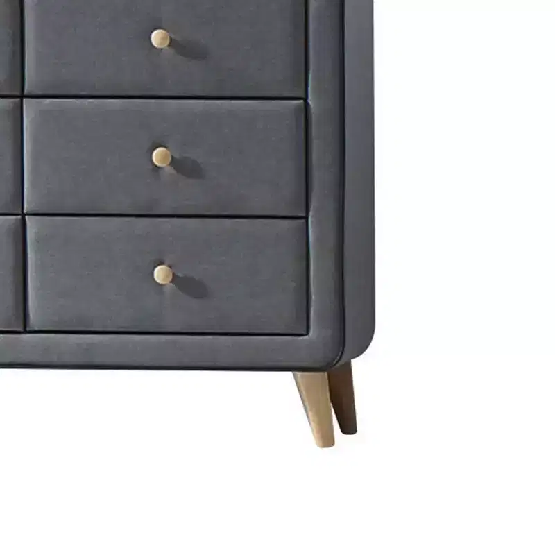 43" Valda Dresser Light Gray Fabric - Acme Furniture: Bedroom Storage with 6 Drawers, Metal Glides