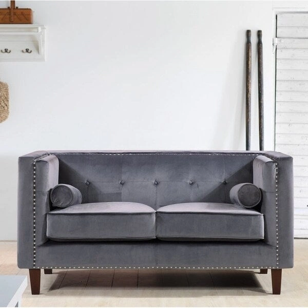 Kittleson Classic Nailhead Chesterfield Loveseat - Blue