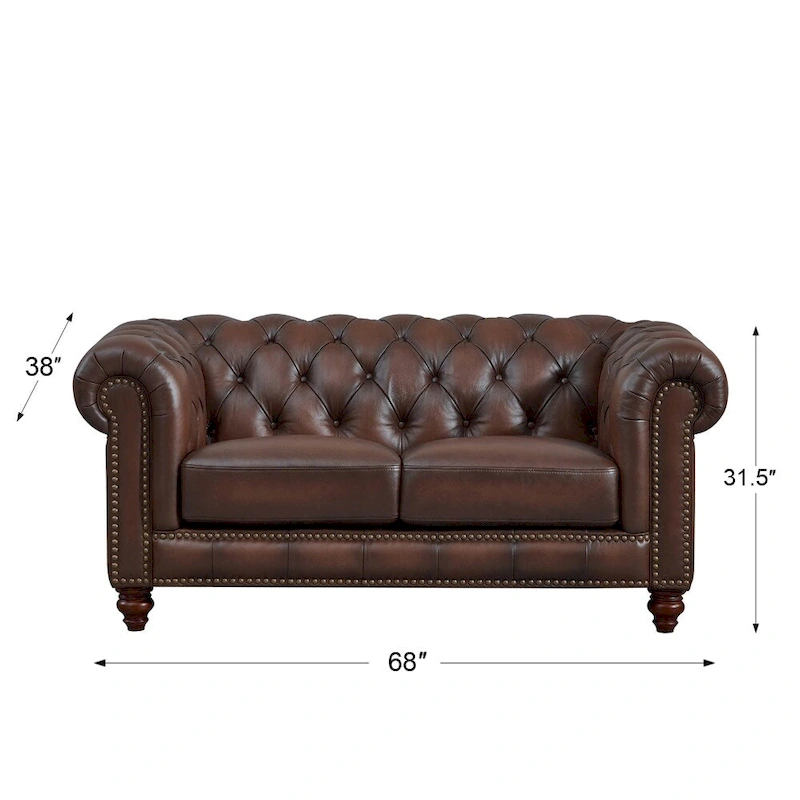 Hydeline Alton Bay Top Grain Leather Chesterfield Sofa and Loveseat - Sofa, Loveseat