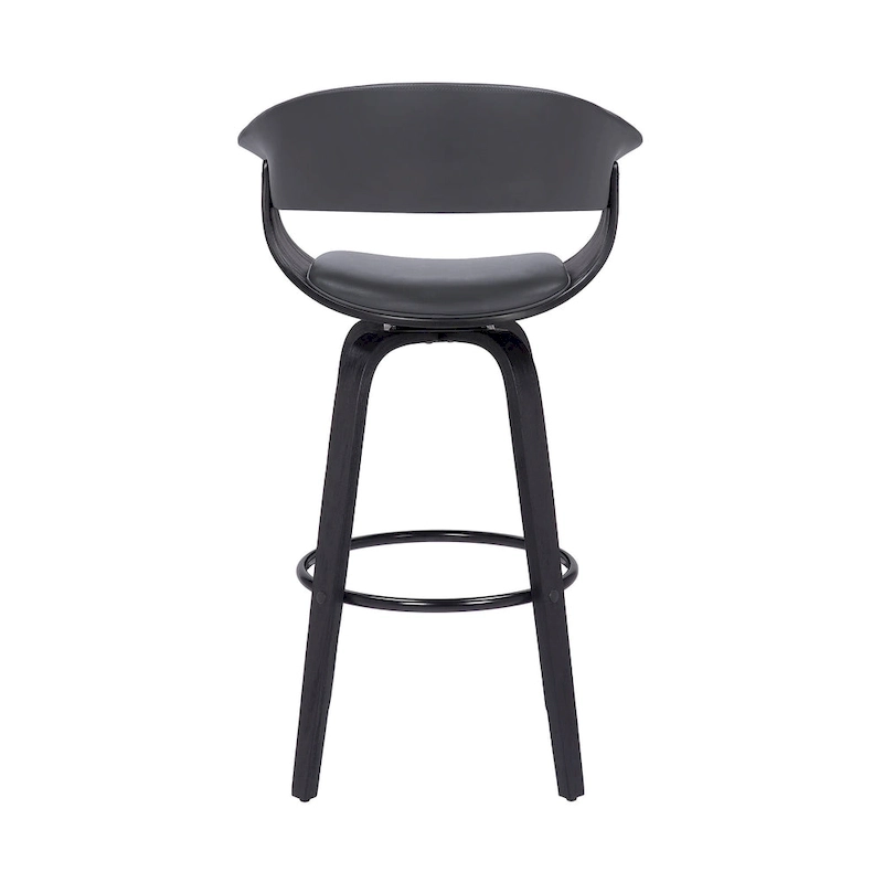 Faux Leather Swivel Counter Bar Chair with Wood Frame and Footrest