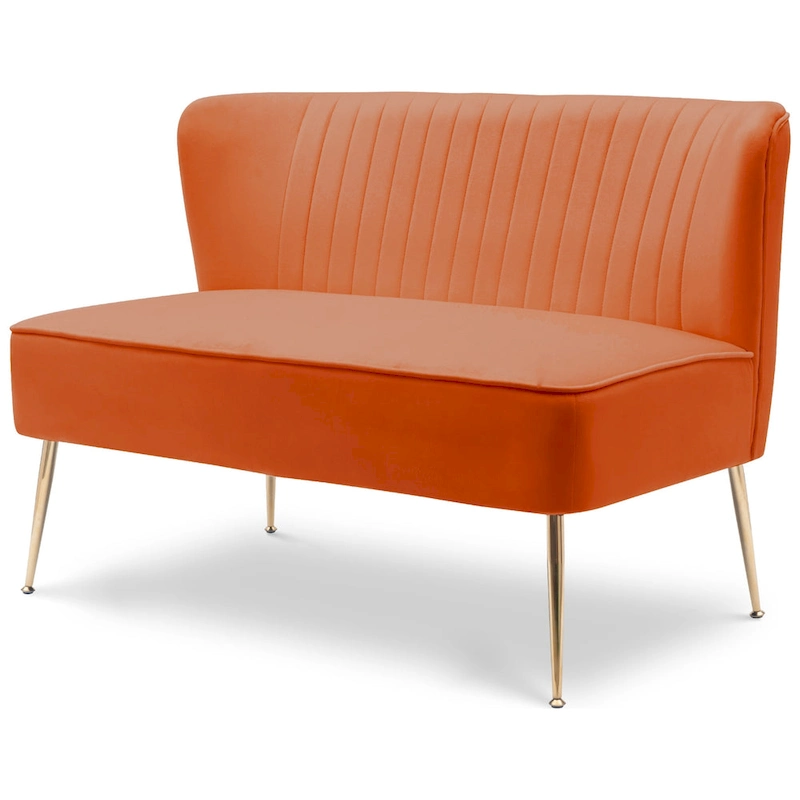 Farrah Upholstered Velvet Polyester 46 Wide Loveseat - Armless/ Scalloped Back