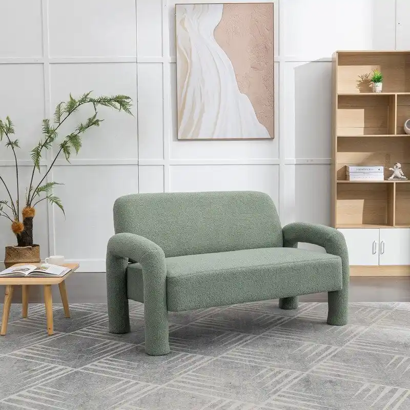 SEYNAR Mid-Century Modern Boucle 51 Solid Wood Curved Sofa